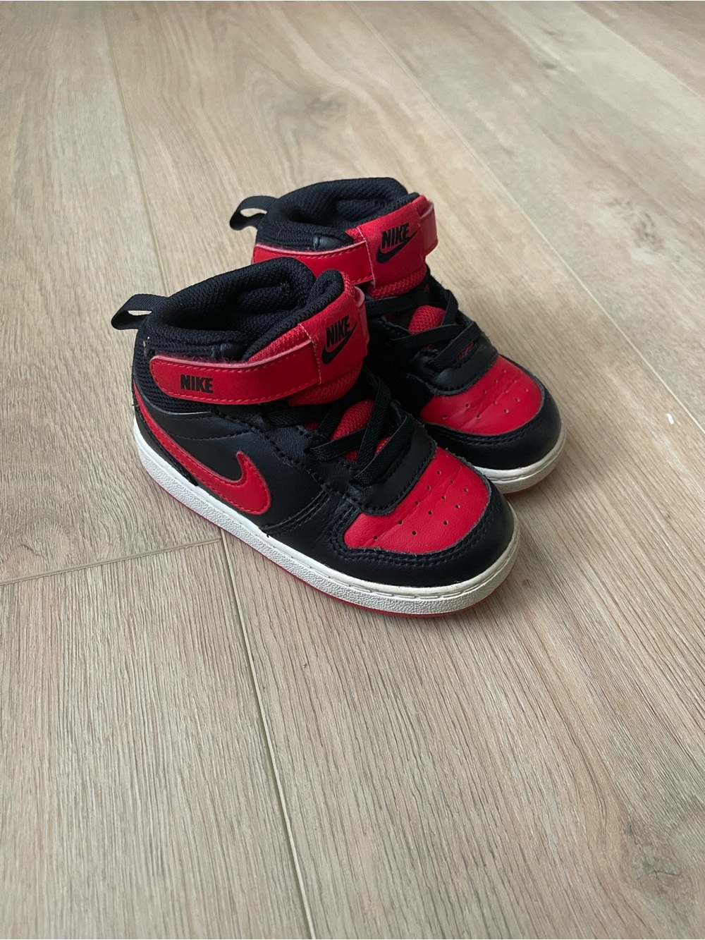 Nike Kids Black and Red High-Top Sneakers